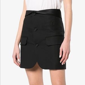 Helmut Lang Button Down Fold Over Mini Skirt Black